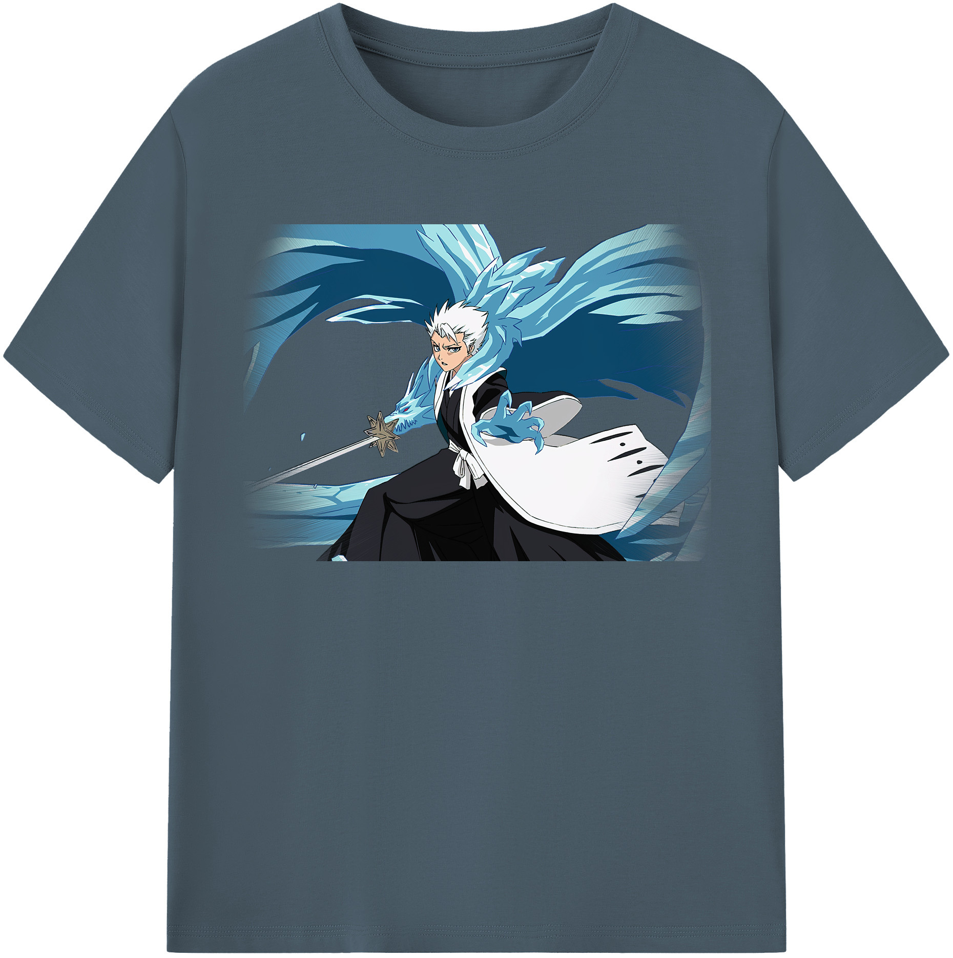 （画像用） ブリーチ 日番谷冬獅郎（ひつがや とうしろう） BLEACH Hitsugaya Toushirou 綿100％半袖Tシャツ（フロントプリント）
